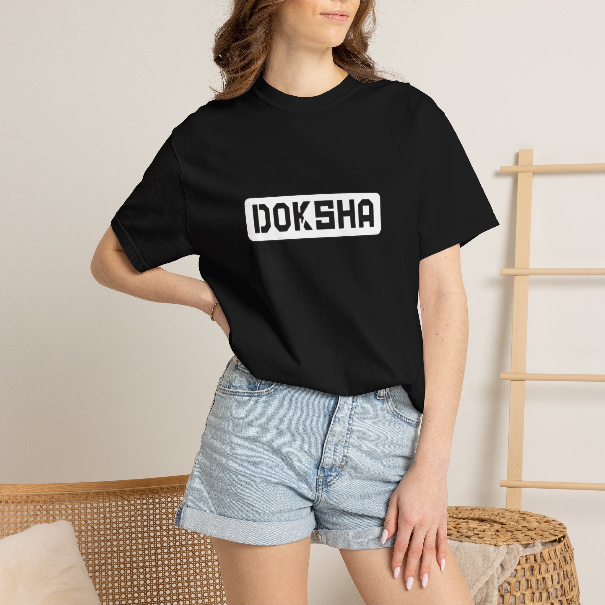 Doksha No. 001 Graphic Tee in Ivory — front view, minimalist streetwear tee