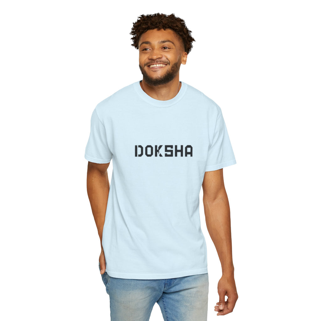 Doksha No. 001 Graphic Tee in Ivory — lifestyle, broken-in vintage look